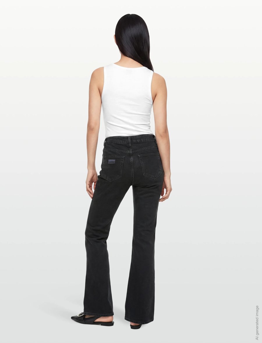 Ganni - Jeans Washed Black - alt eriti laia säärega teksad - washed black - 4
