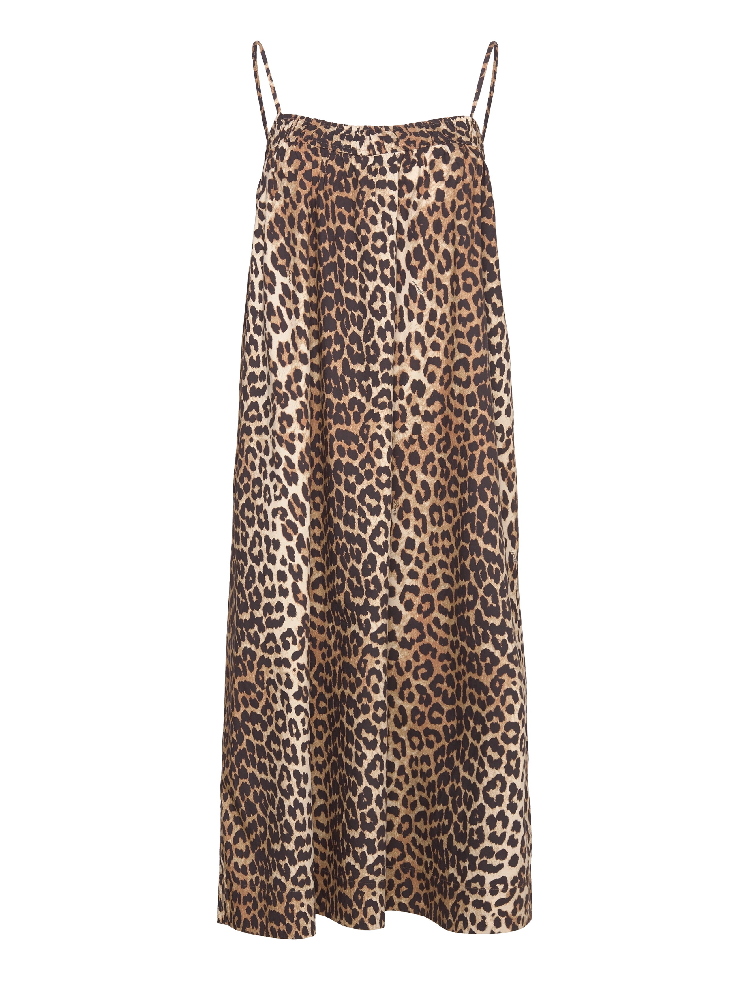 Ganni Dress Leopard, Kvinder, Leopard Print Slip Kjole, Multi/mønstret, Str: 44