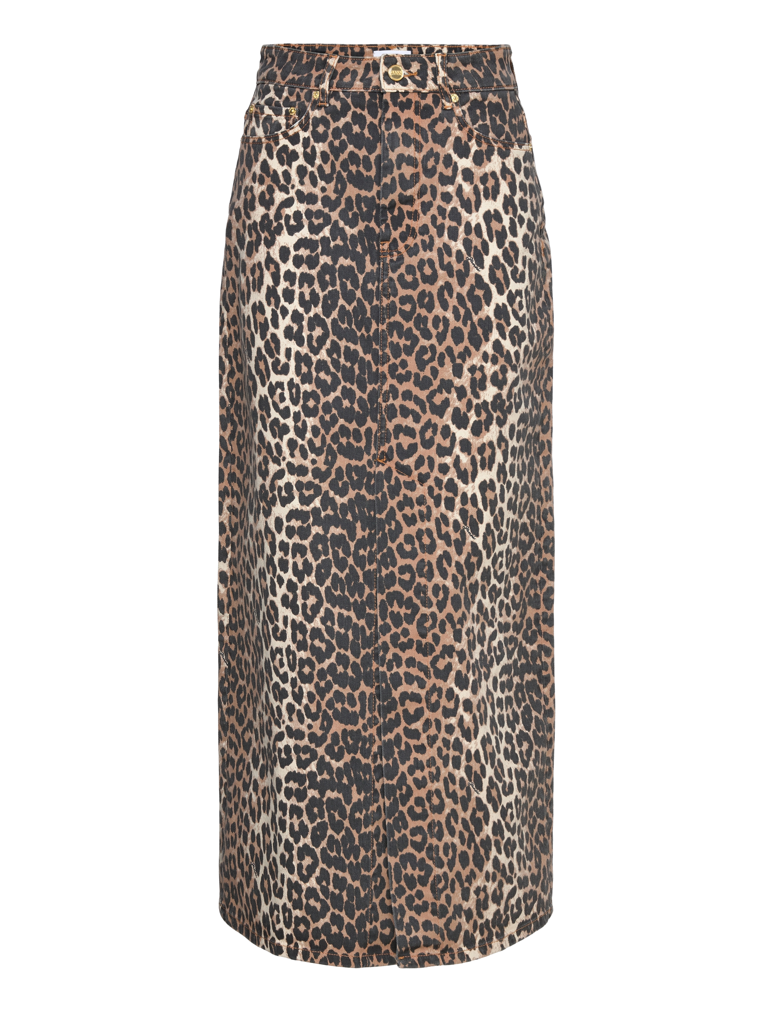 Ganni Jeans Skirt Leopard, 34, Designer, Braun - Maxi, Frauen