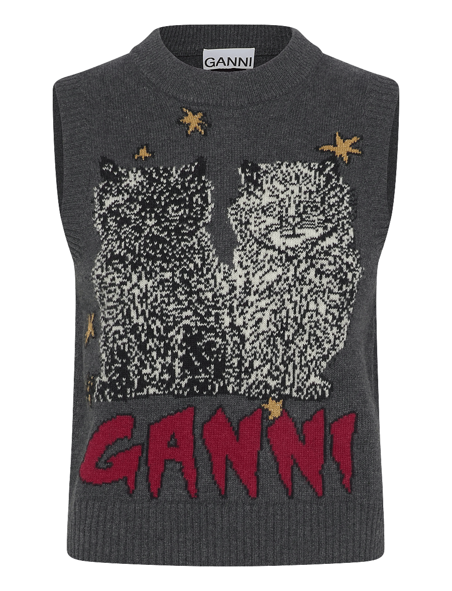 Ganni - Vest Gray Quill - strickwesten - gray quill - 0