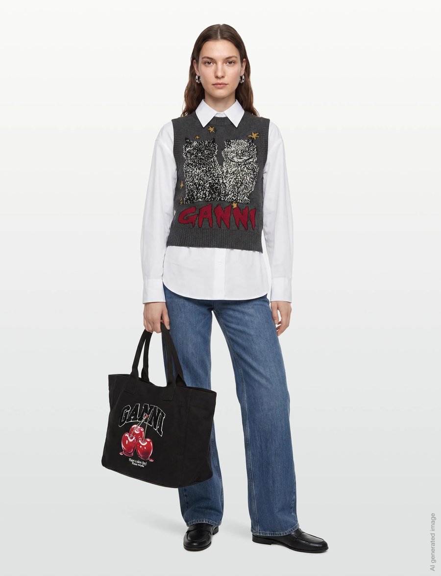 Ganni - Vest Gray Quill - strickwesten - gray quill - 0