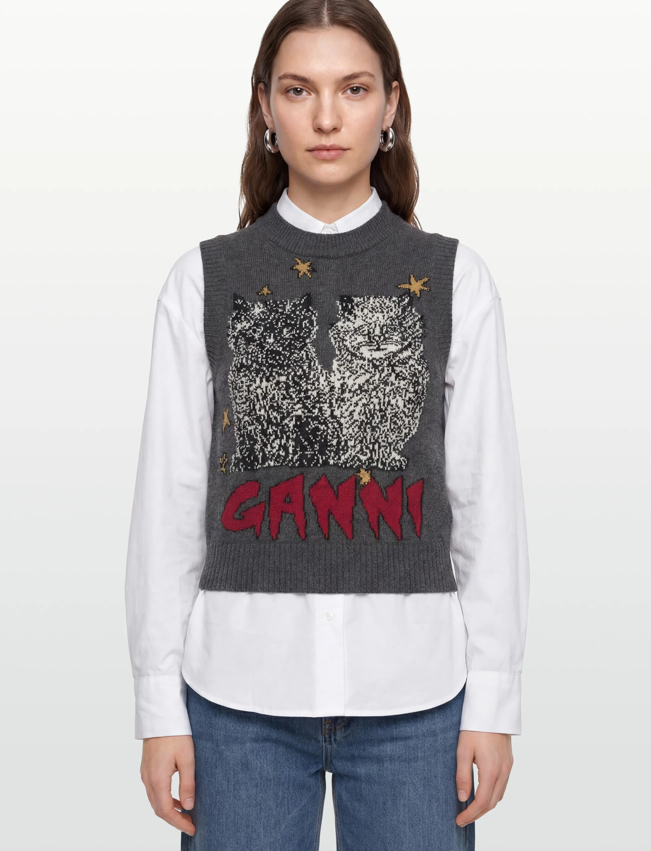 Ganni - Vest Gray Quill - kootud vestid - gray quill - 3