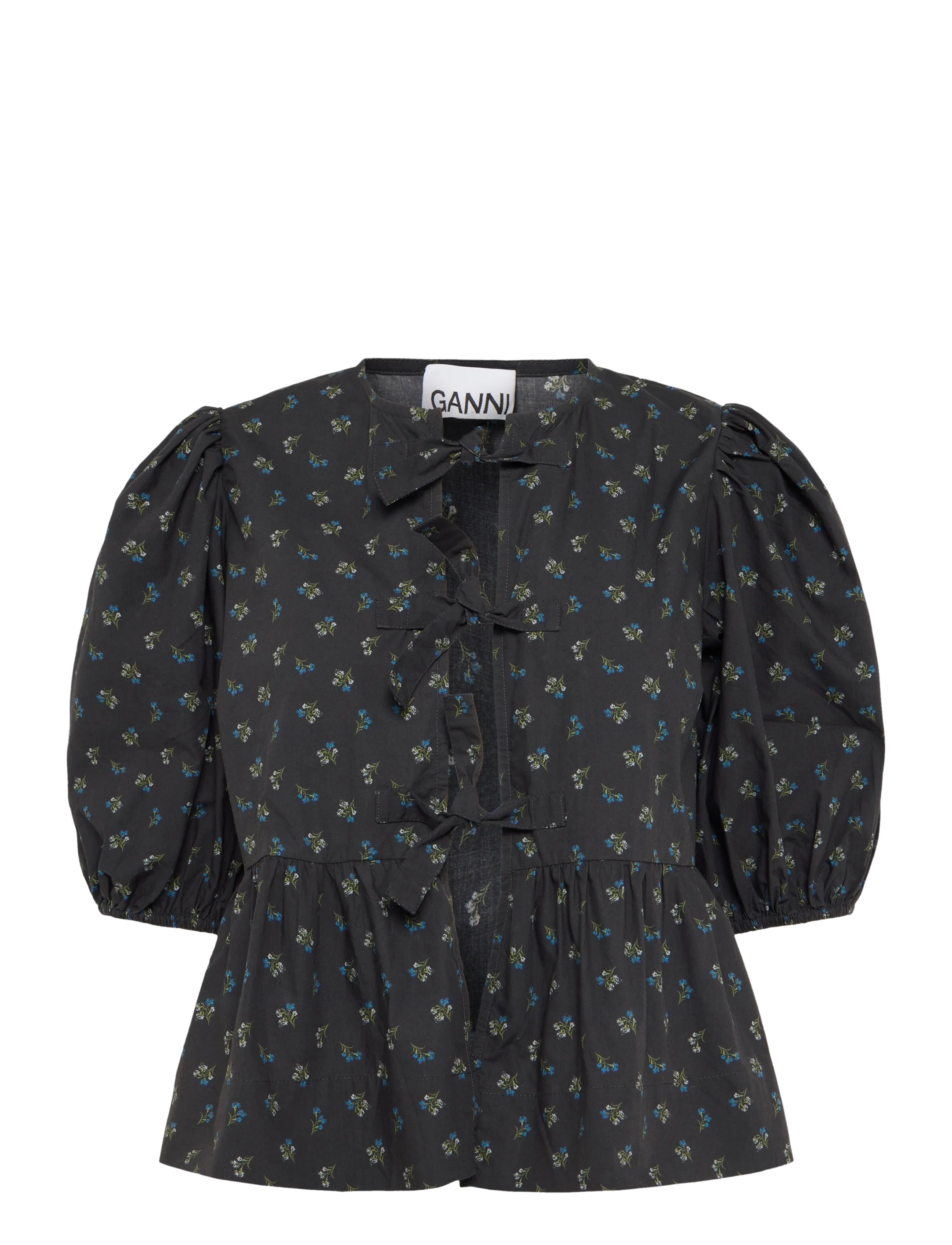 Ganni Blouse Phantom, 42, Blouses, Schwarz - Short-sleeved, Frauen