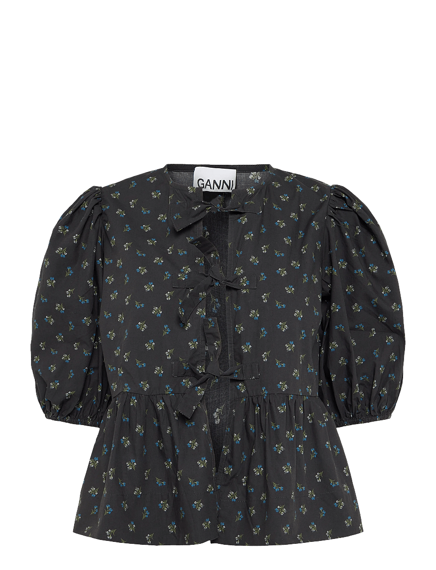 Ganni - Blouse Phantom - kurzärmelige blusen - phantom - 0