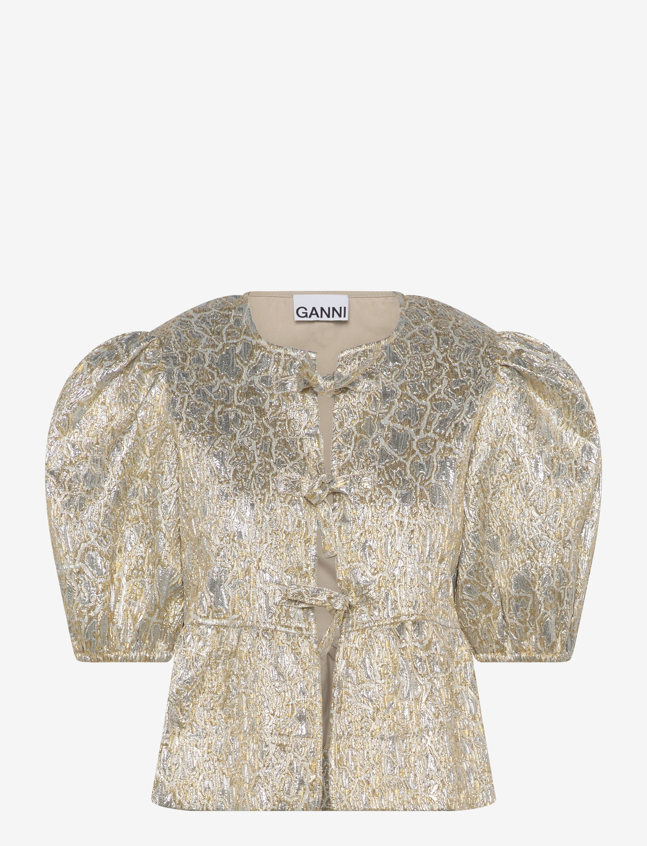 Ganni - Blouse Gold Silver - kortærmede bluser - gold/silver - 0