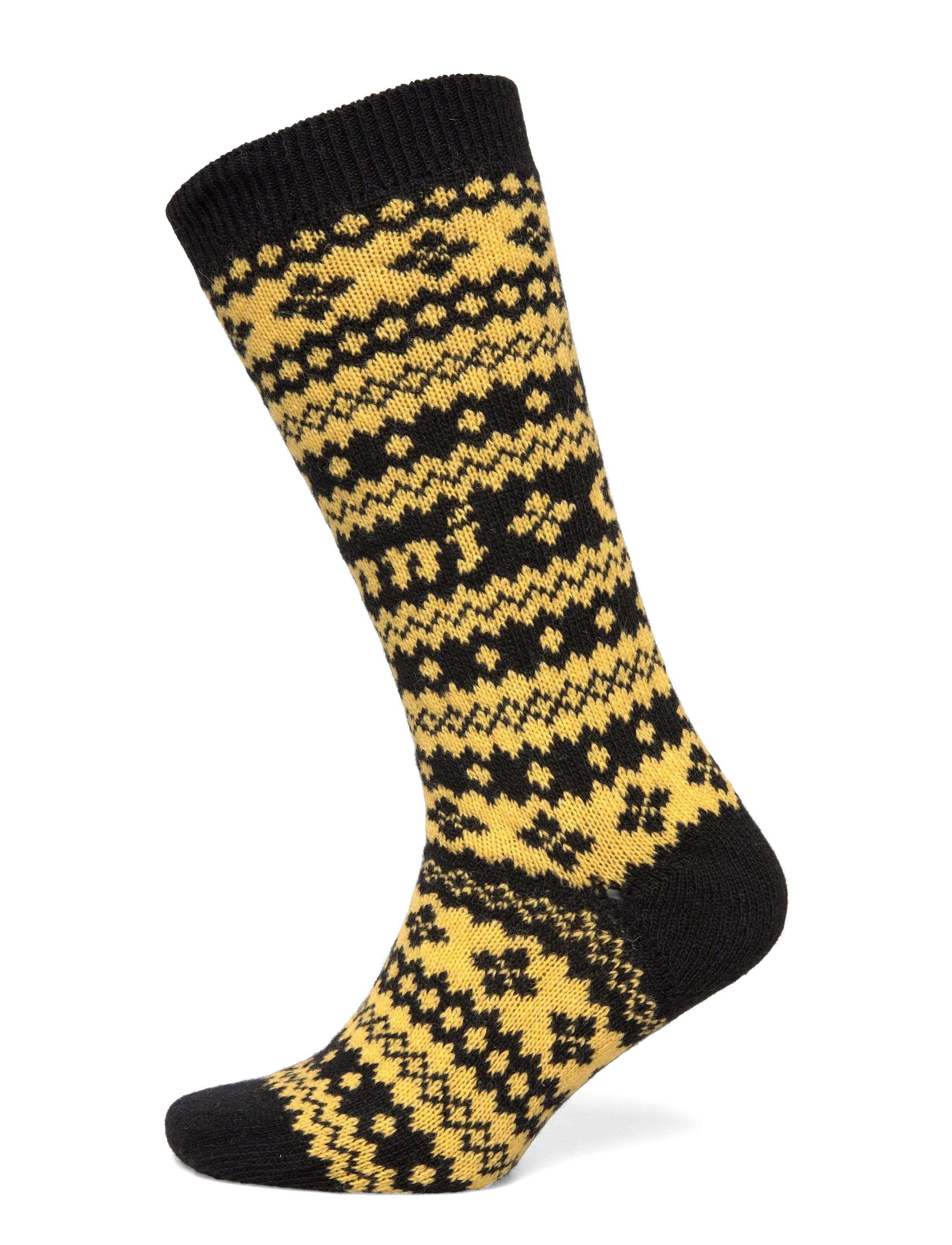 GANNI Wool Jacquard Socks - Strømper - BLACK / yellow