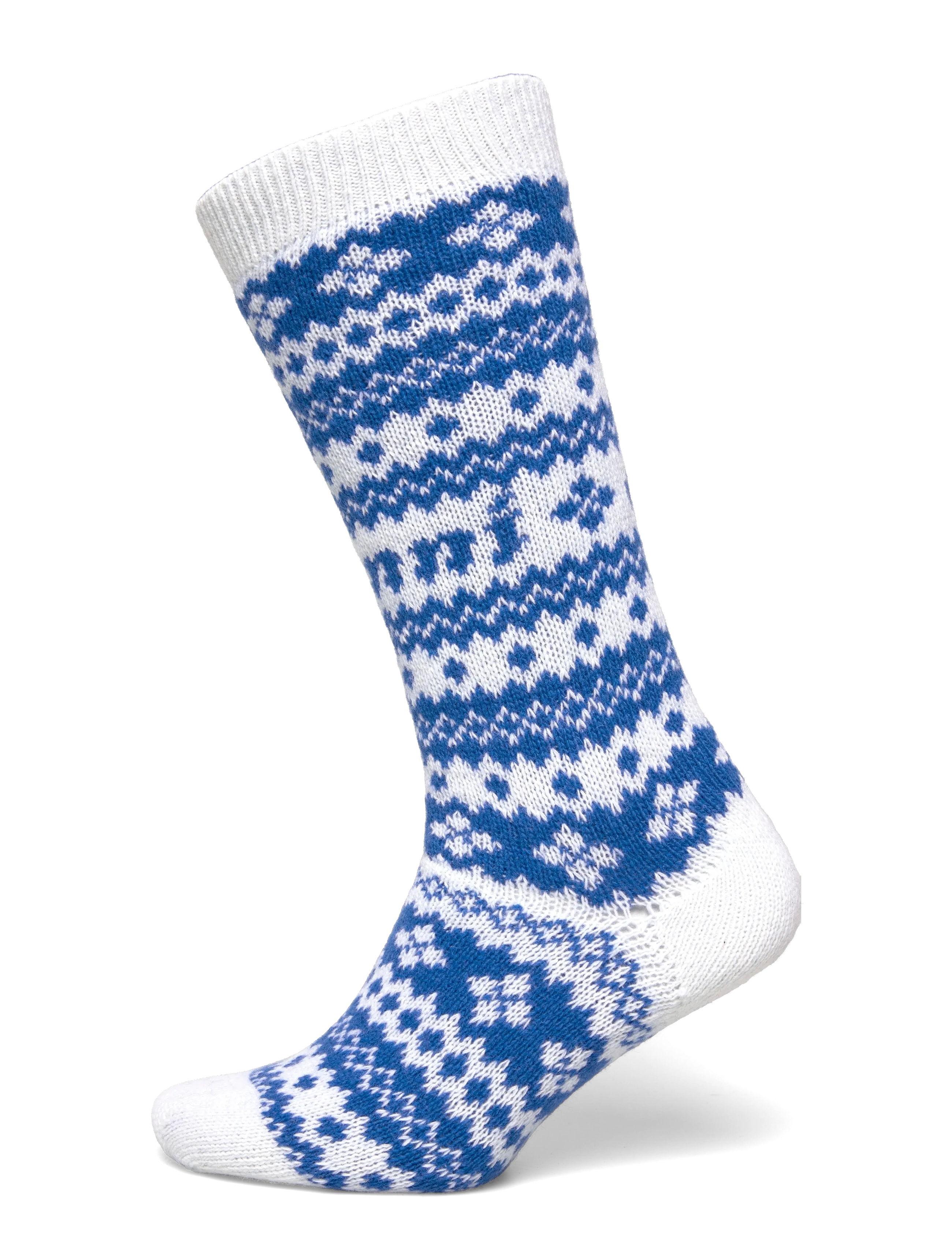 GANNI Wool Jacquard Socks - Undertøj - EGRET / blue