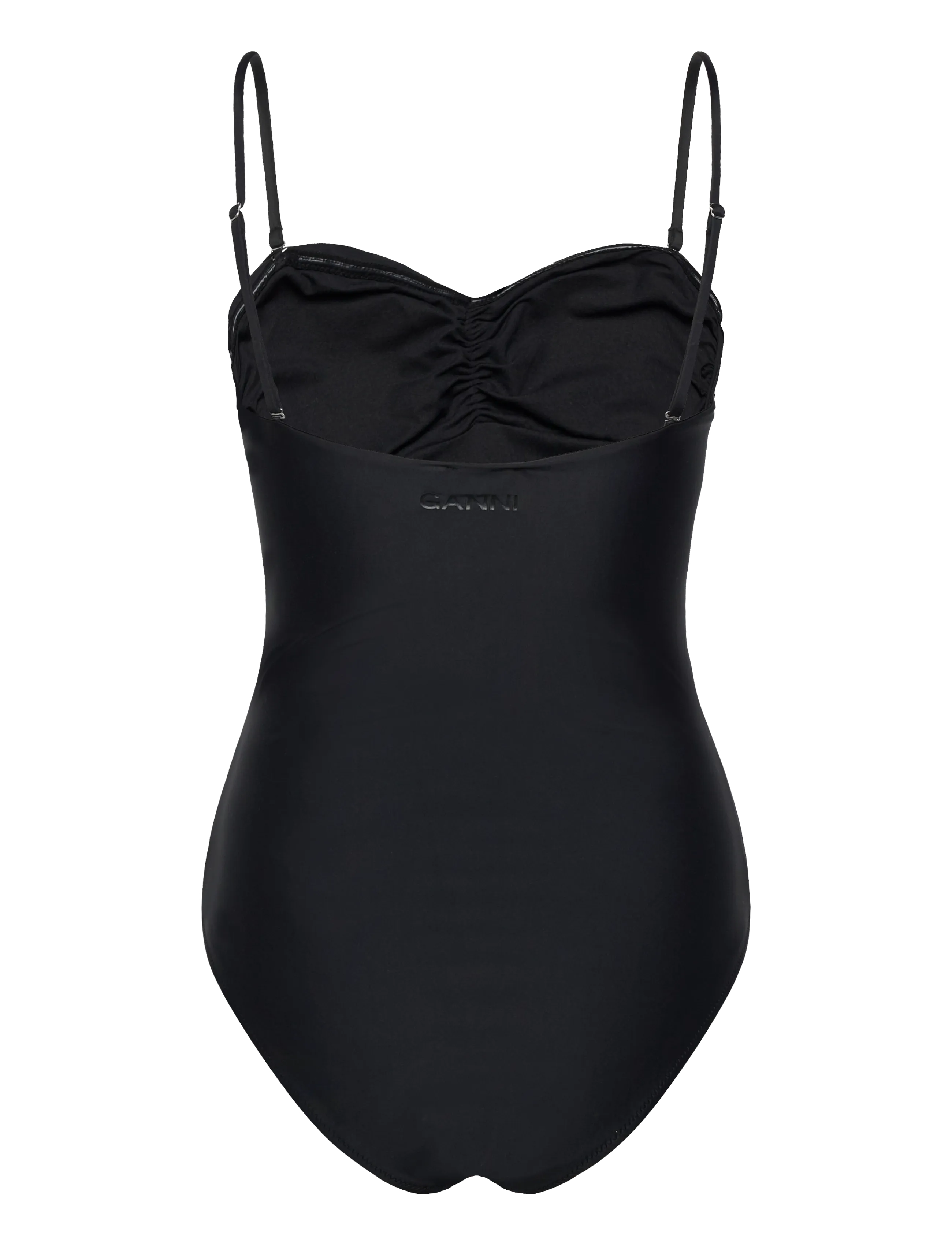 GANNI - Recycled Core Solid Gathered Swimsuit - trikood - black - 3