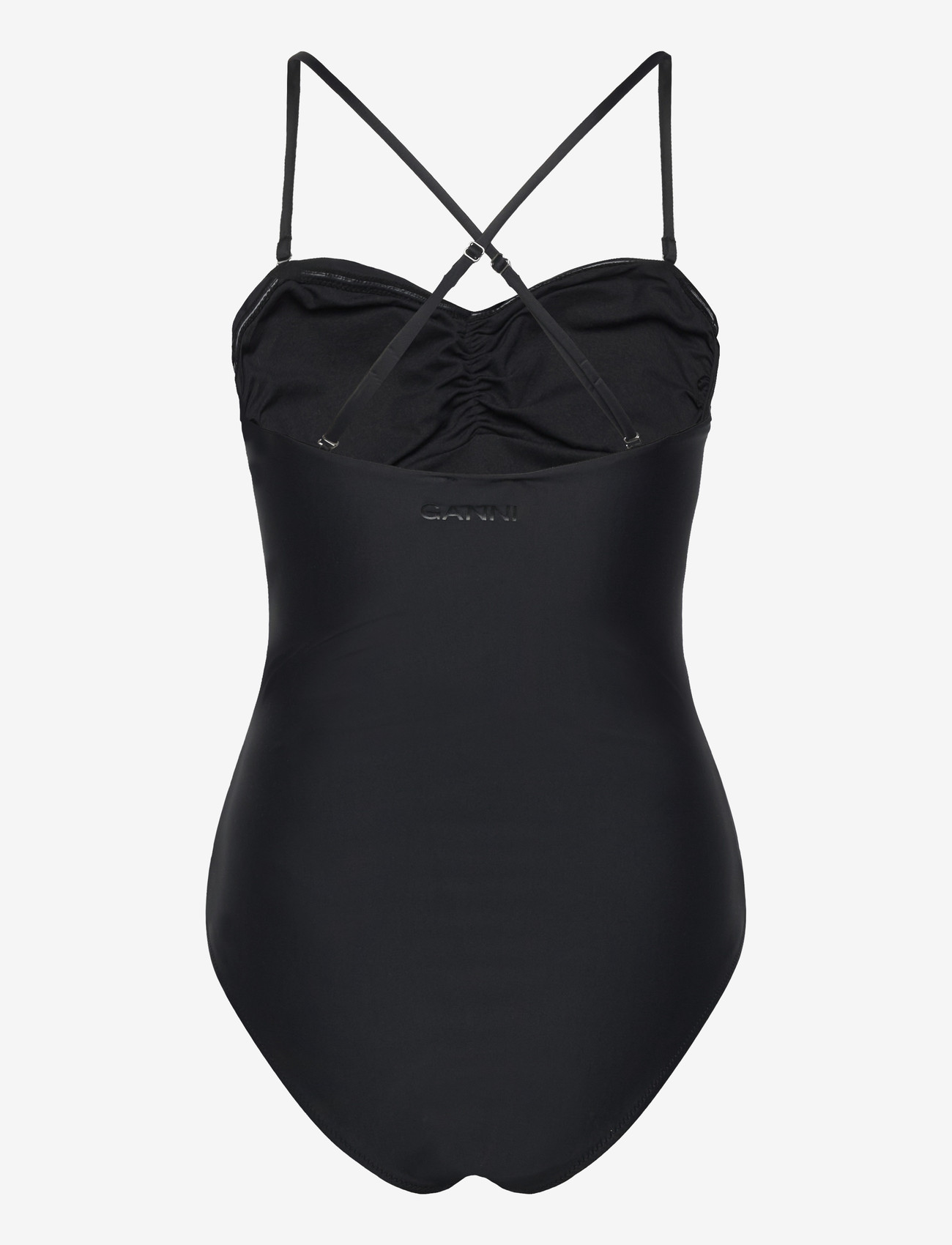 GANNI - Recycled Core Solid Gathered Swimsuit - badedragter - black - 4