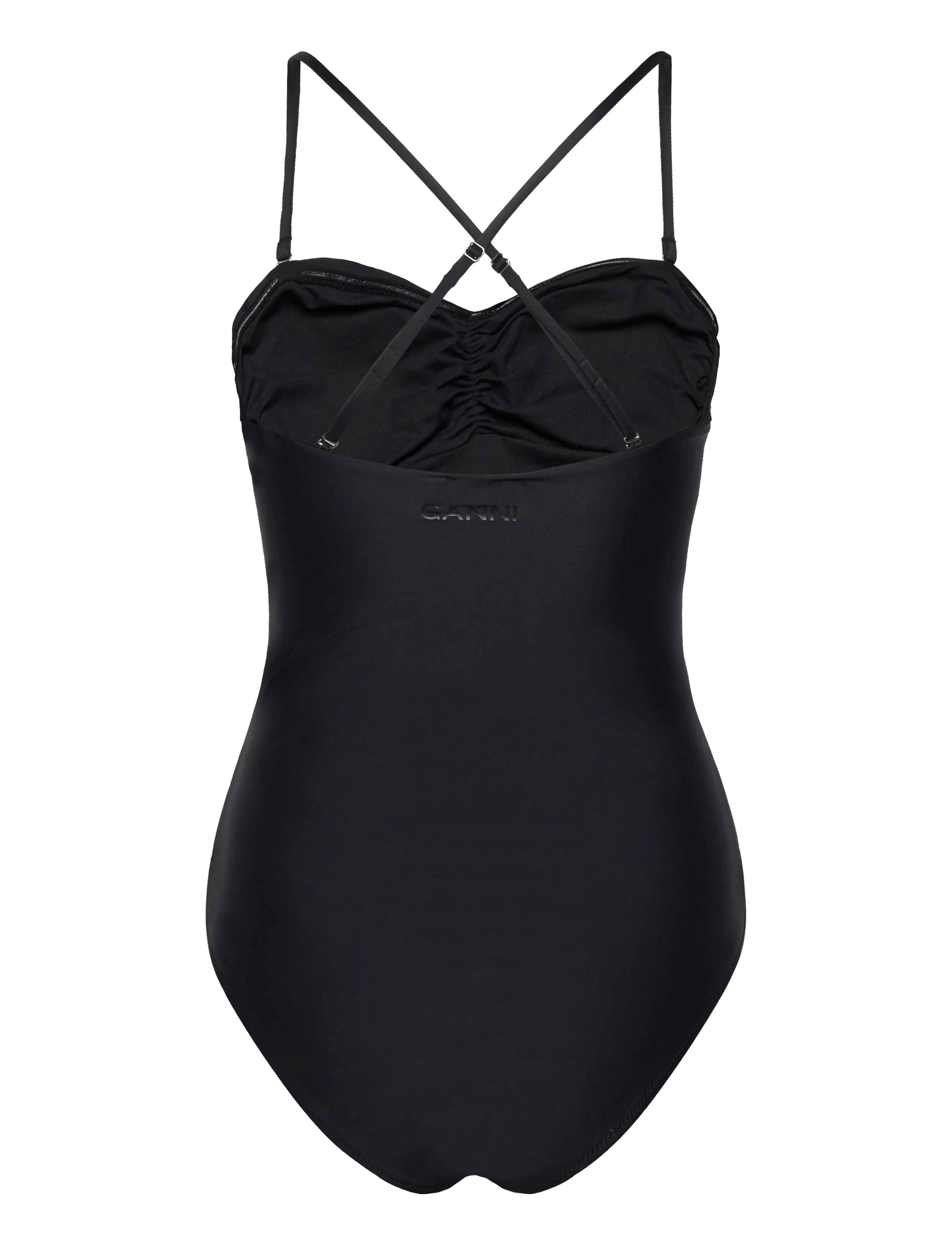 GANNI - Recycled Core Solid Gathered Swimsuit - trikood - black - 4