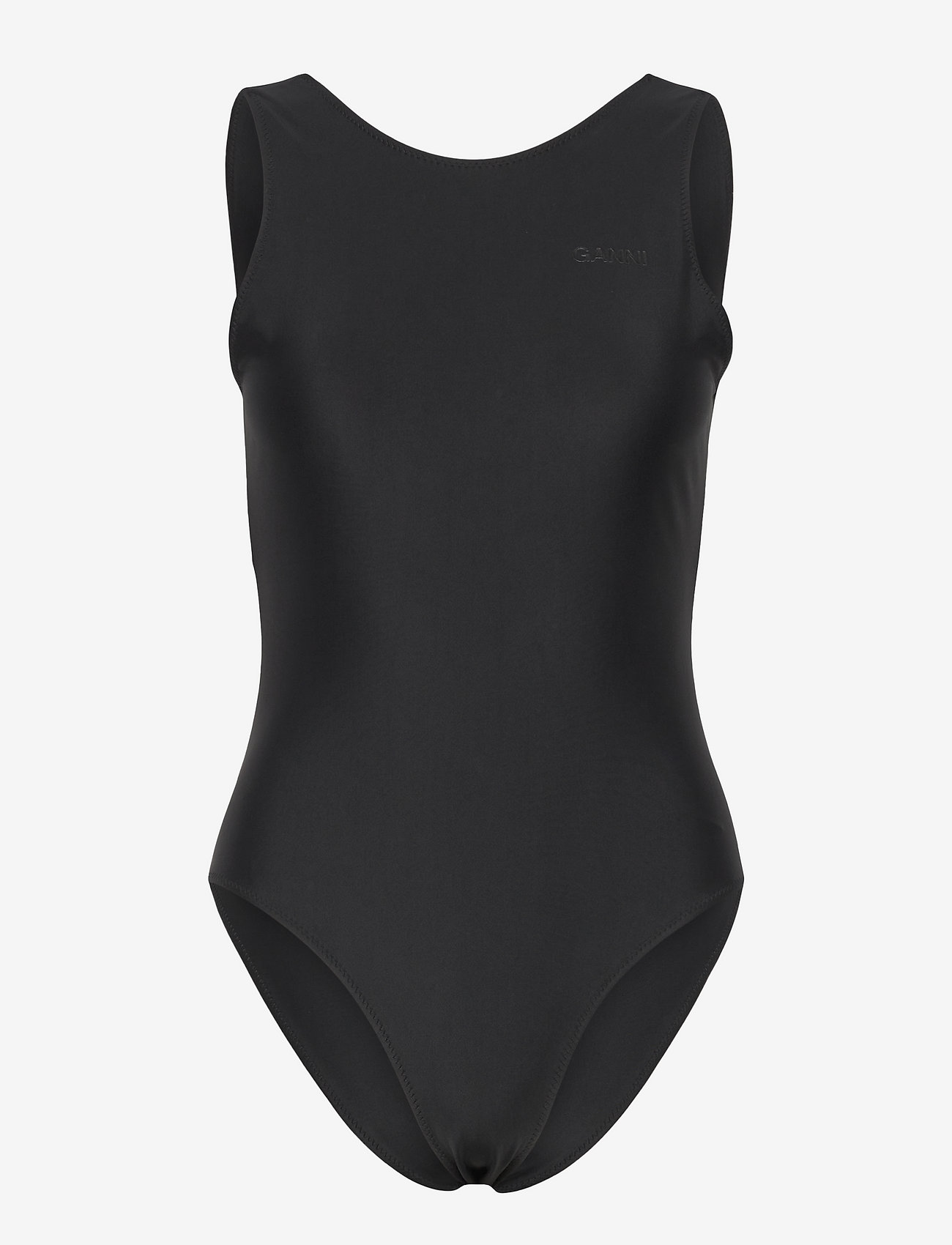 GANNI - Recycled Core Solid Sporty Swimsuit - swimsuits - black - 0