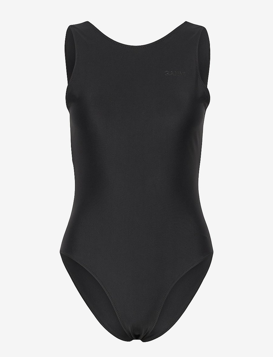 GANNI - Recycled Core Solid Sporty Swimsuit - maudymosi kostiumėliai - black - 0