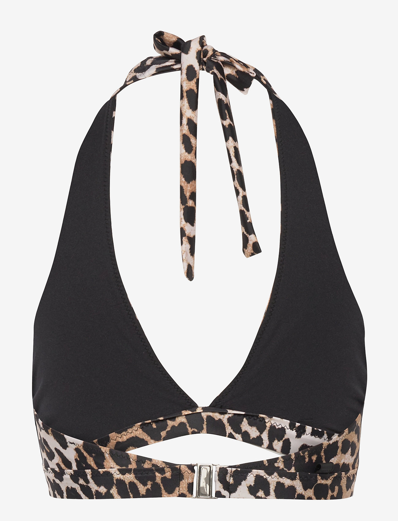 GANNI - Recycled Core Printed Halterneck Bikini Top - bandeau-bikini-oberteile - leopard - 1