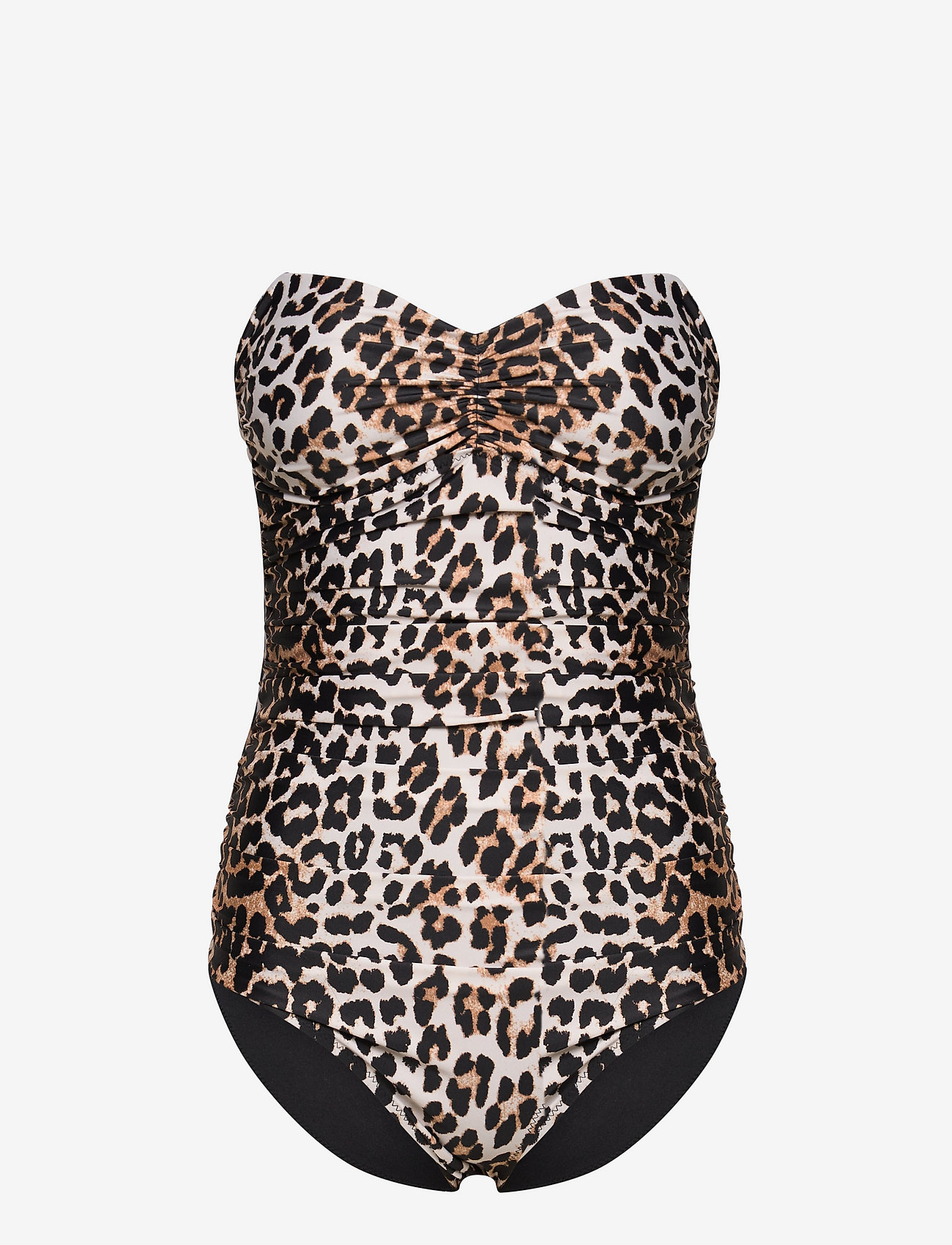 GANNI - Recycled Core Printed Gathered Swimsuit - leopard - 2