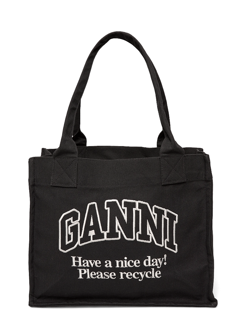 GANNI - Large Canvas Tote Bag - tote bags - phantom - 0