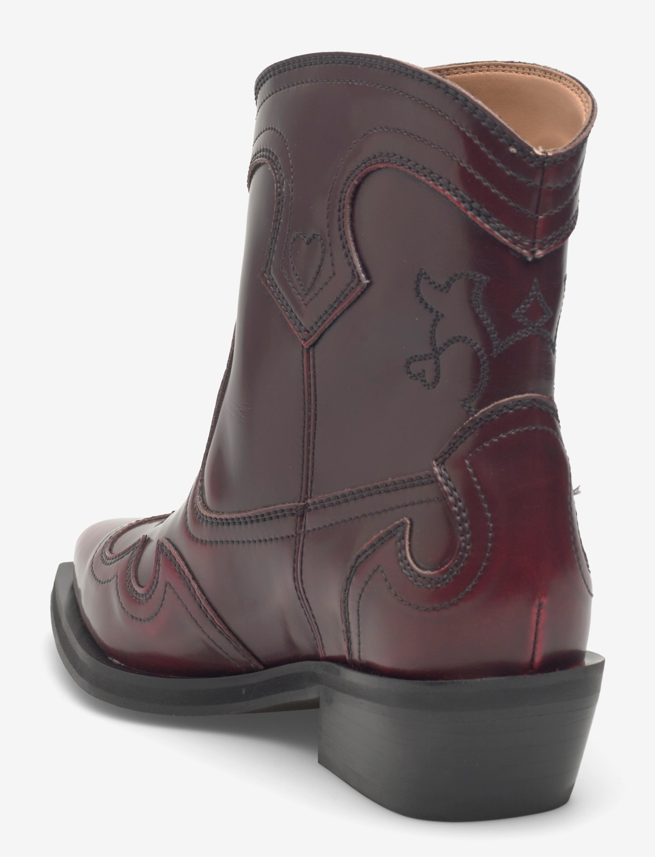 GANNI - Low Shaft Embroidered Western Boots - støvletter - burgundy - 1