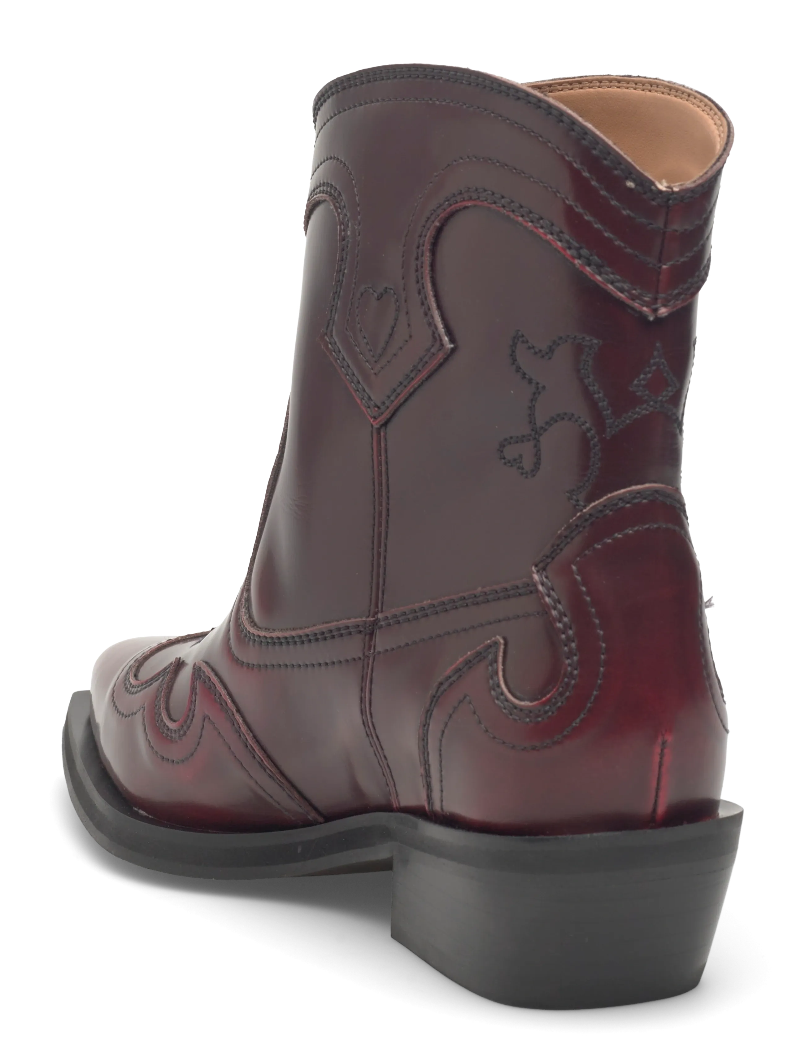 GANNI - Low Shaft Embroidered Western Boots - augstpapēžu puszābaki - burgundy - 1