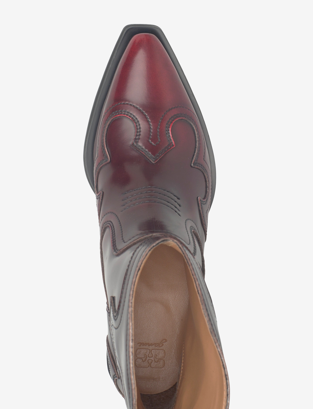 GANNI - Low Shaft Embroidered Western Boots - støvletter - burgundy - 3