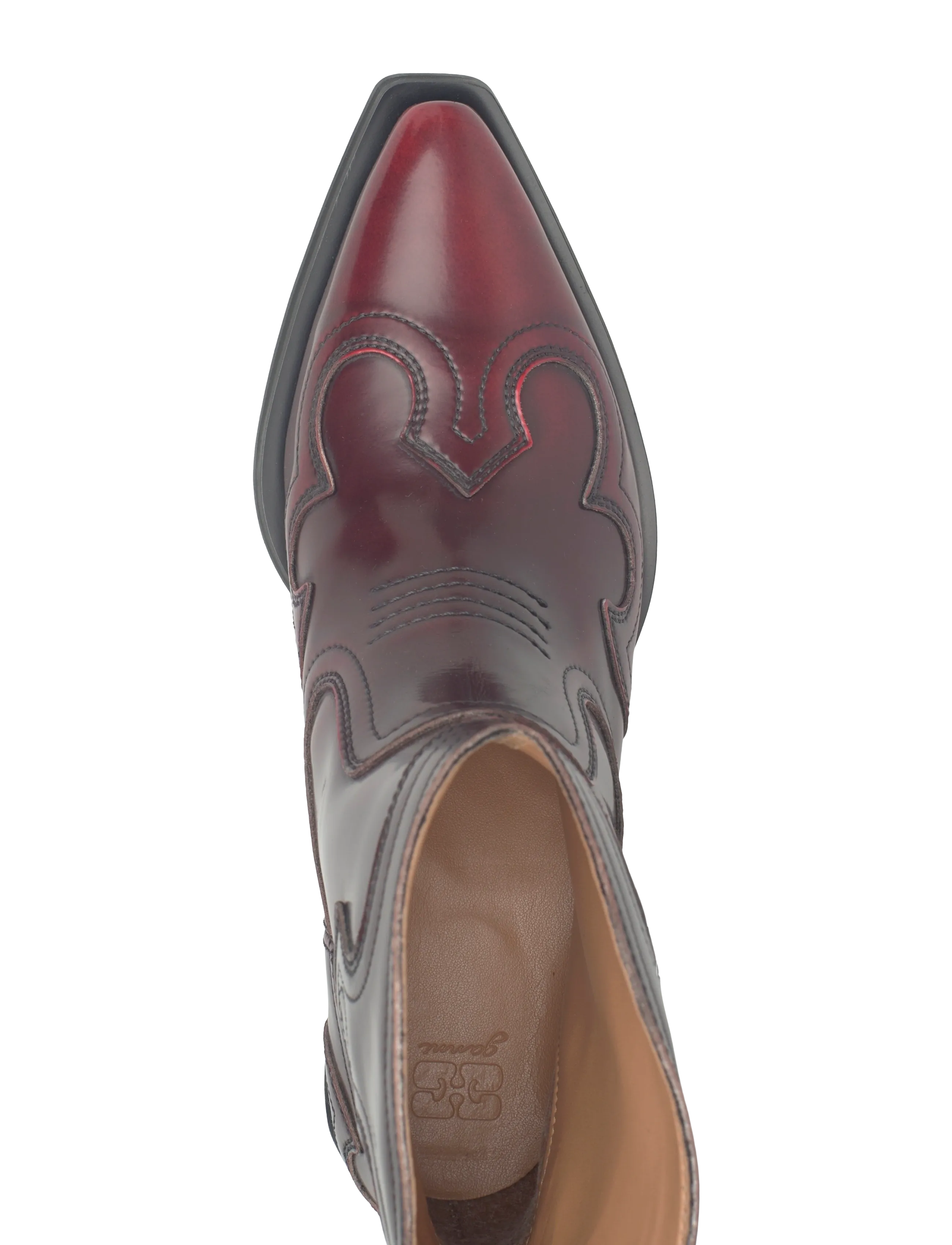 GANNI - Low Shaft Embroidered Western Boots - augstpapēžu puszābaki - burgundy - 3