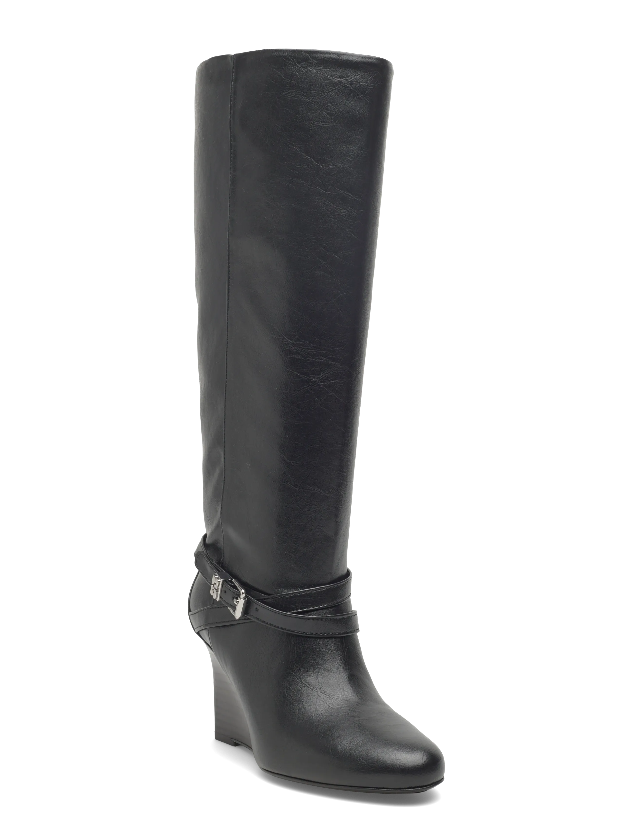 GANNI Kat Slim Slouchy Boot Crinkle Oleatex, 41, Black, Tall Boots > Knee High Boots, Dame