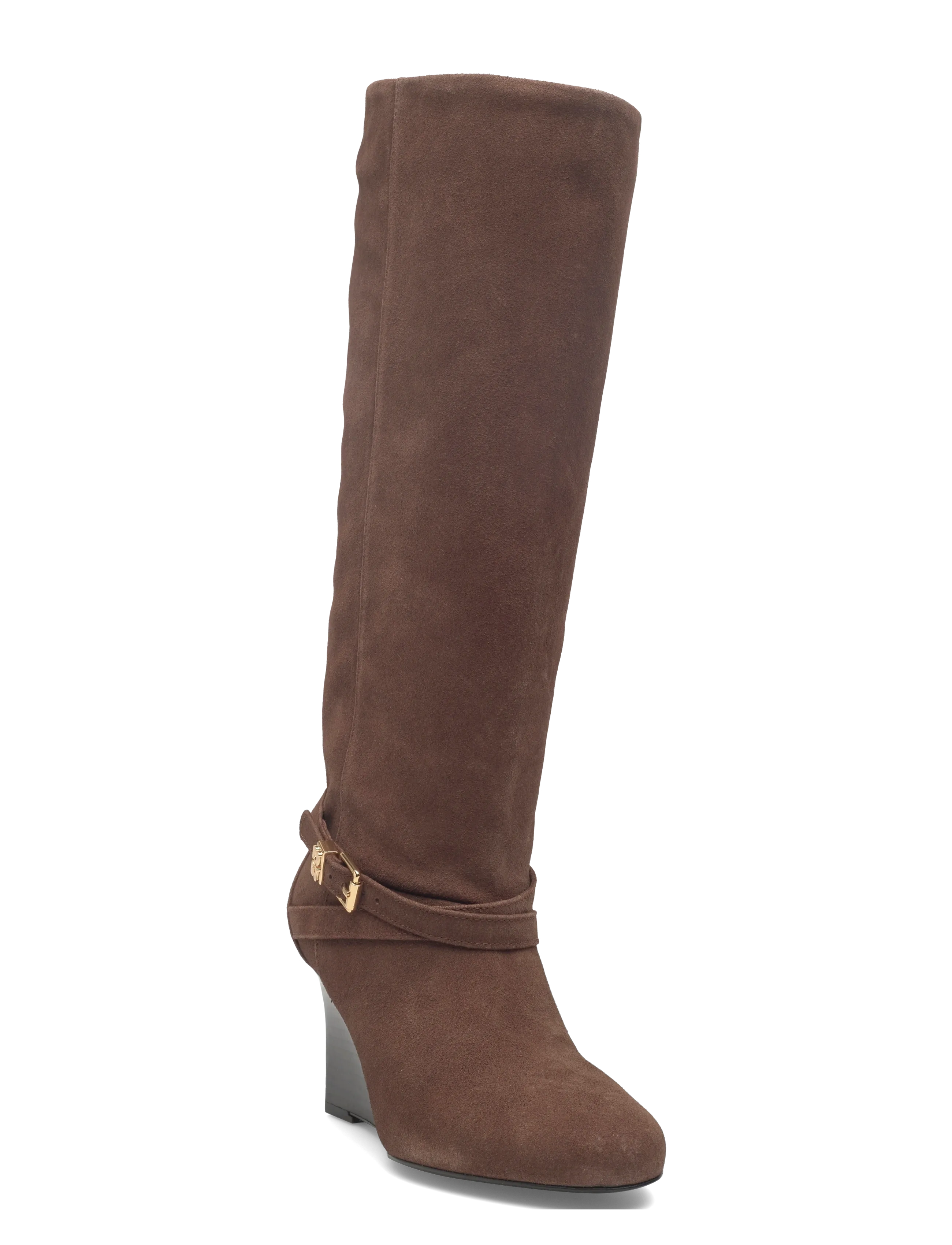 GANNI Kat Slim Slouchy Boot Recycled Suede Pelinova, 37, Brown, Tall Boots > Knee High Boots, Dame