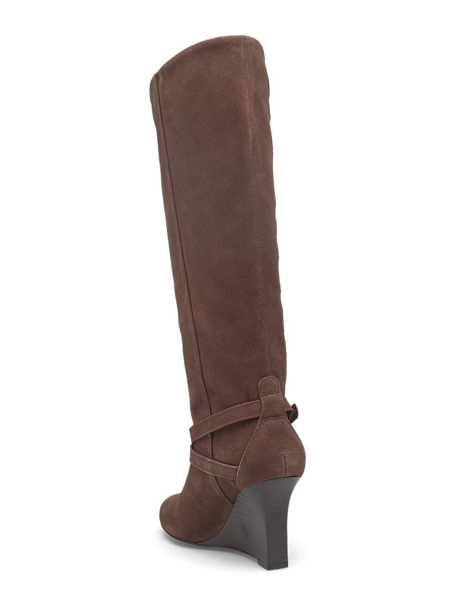 GANNI - Kat Slim Slouchy Boot Recycled Suede Pelinova - keilabsatz schuhe - chicory coffee - 1