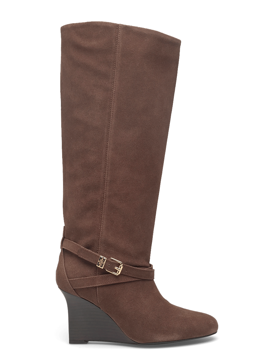 GANNI - Kat Slim Slouchy Boot Recycled Suede Pelinova - keilabsatz schuhe - chicory coffee - 2