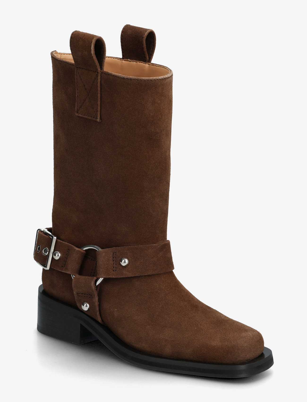 GANNI - Mid Shaft Biker Boot Recycled Suede Pelinova - kowbojki - chicory coffee - 0