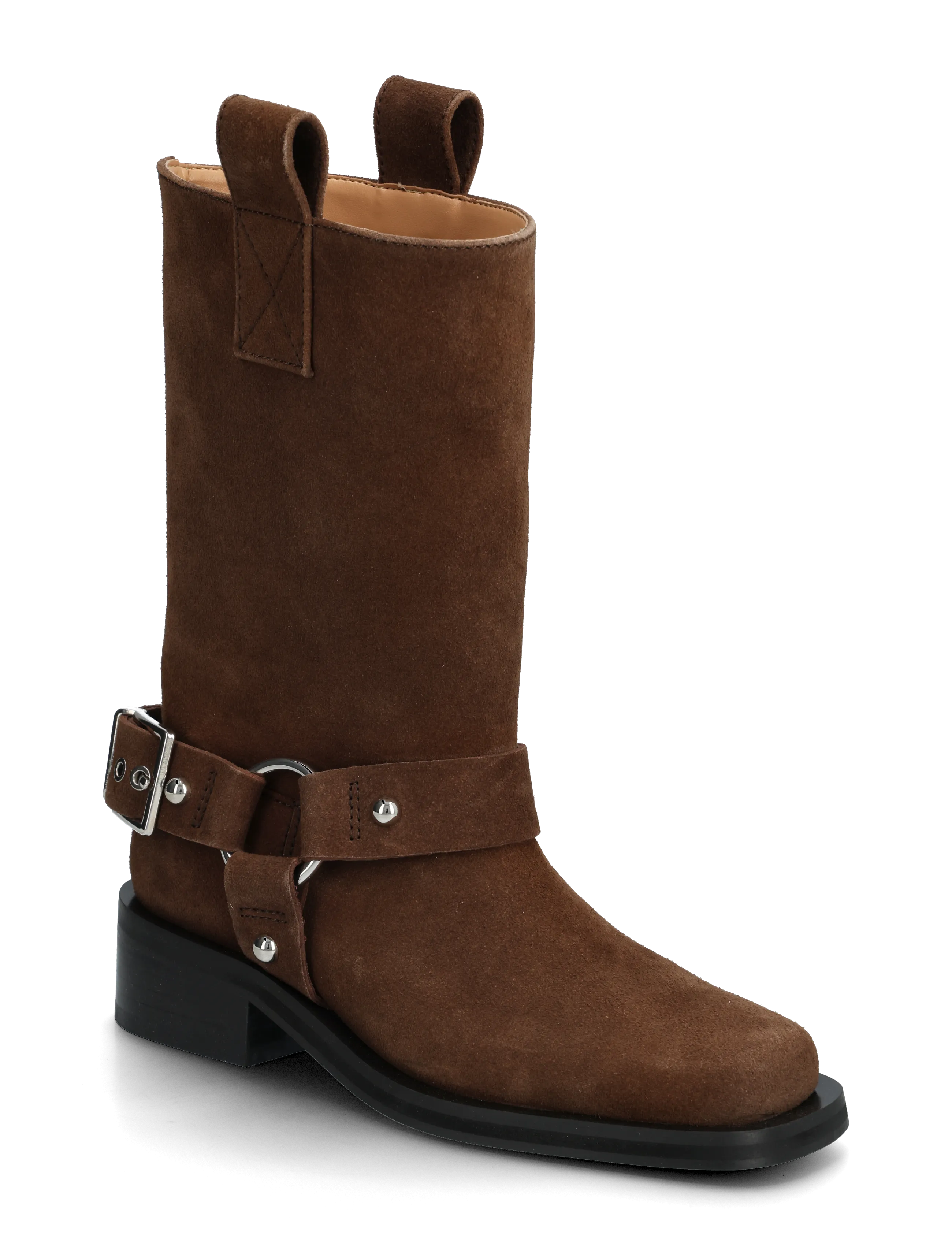 GANNI Mid Shaft Biker Boot Recycled Suede Pelinova - Boots - CHICORY COFFEE / brown