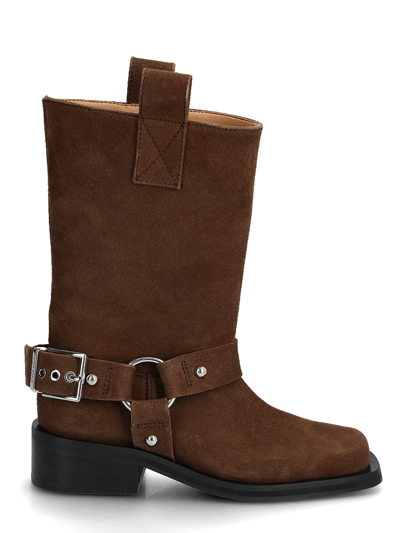 GANNI - Mid Shaft Biker Boot Recycled Suede Pelinova - kowbojki - chicory coffee - 1