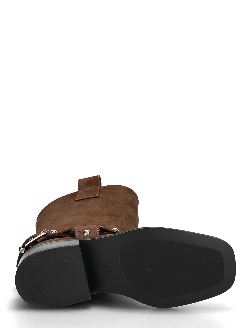 GANNI - Mid Shaft Biker Boot Recycled Suede Pelinova - kowbojki - chicory coffee - 4