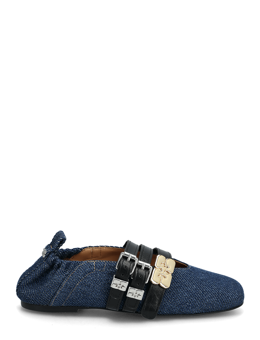 GANNI - Sue Triple Ballerina Denim Fringed - besondere anlässe - dark blue vintage - 1