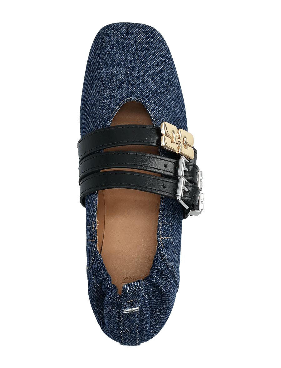GANNI - Sue Triple Ballerina Denim Fringed - besondere anlässe - dark blue vintage - 3