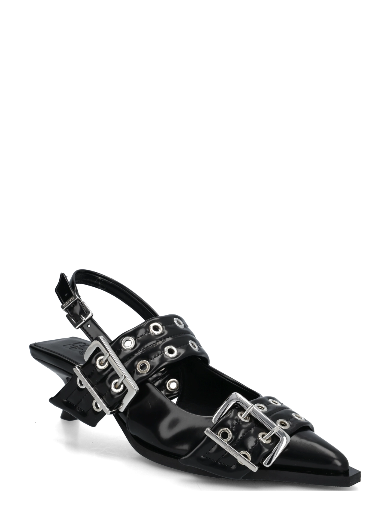 GANNI Feminine Buckle Kitten Heel Box Oleatex - GANNI - BLACK / black