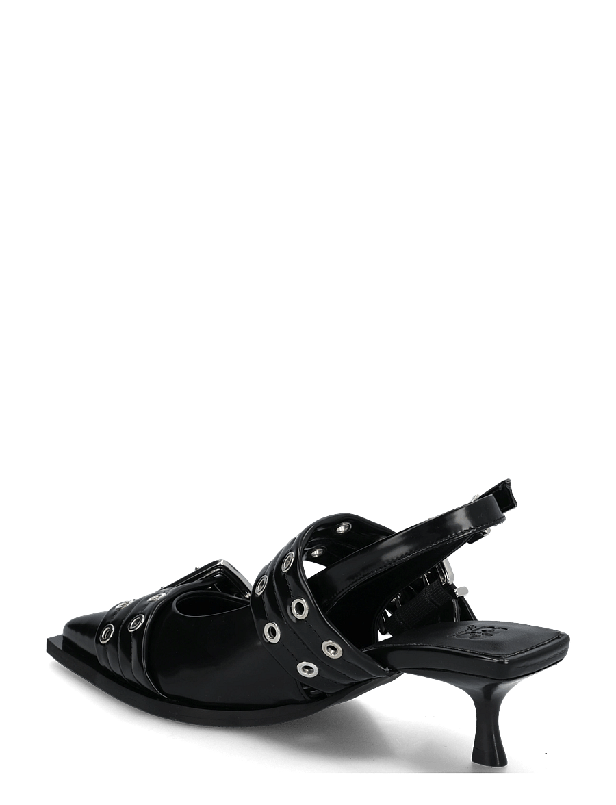 GANNI - Feminine Buckle Kitten Heel Box Oleatex - slingbacks mit absatz - black - 1