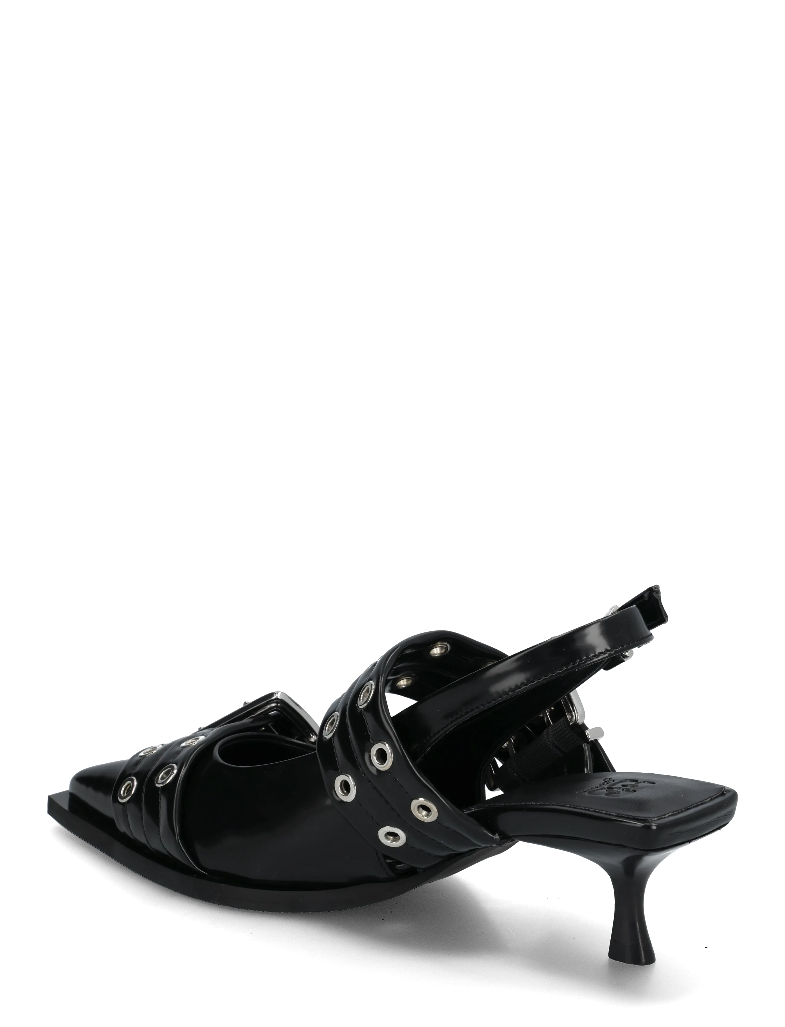 GANNI - Feminine Buckle Kitten Heel Box Oleatex - slingbacks med hæle - black - 1
