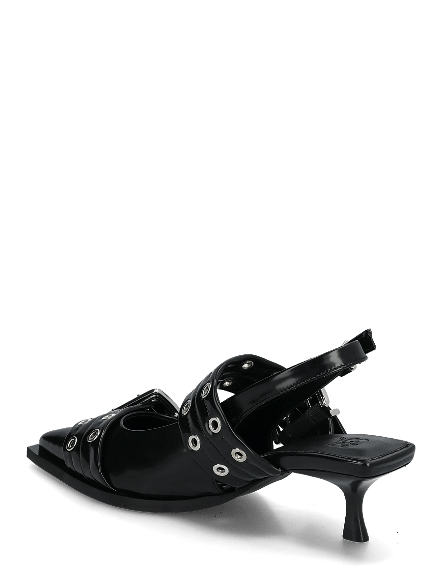 GANNI - Feminine Buckle Kitten Heel Box Oleatex - slingbacks med hæle - black - 1