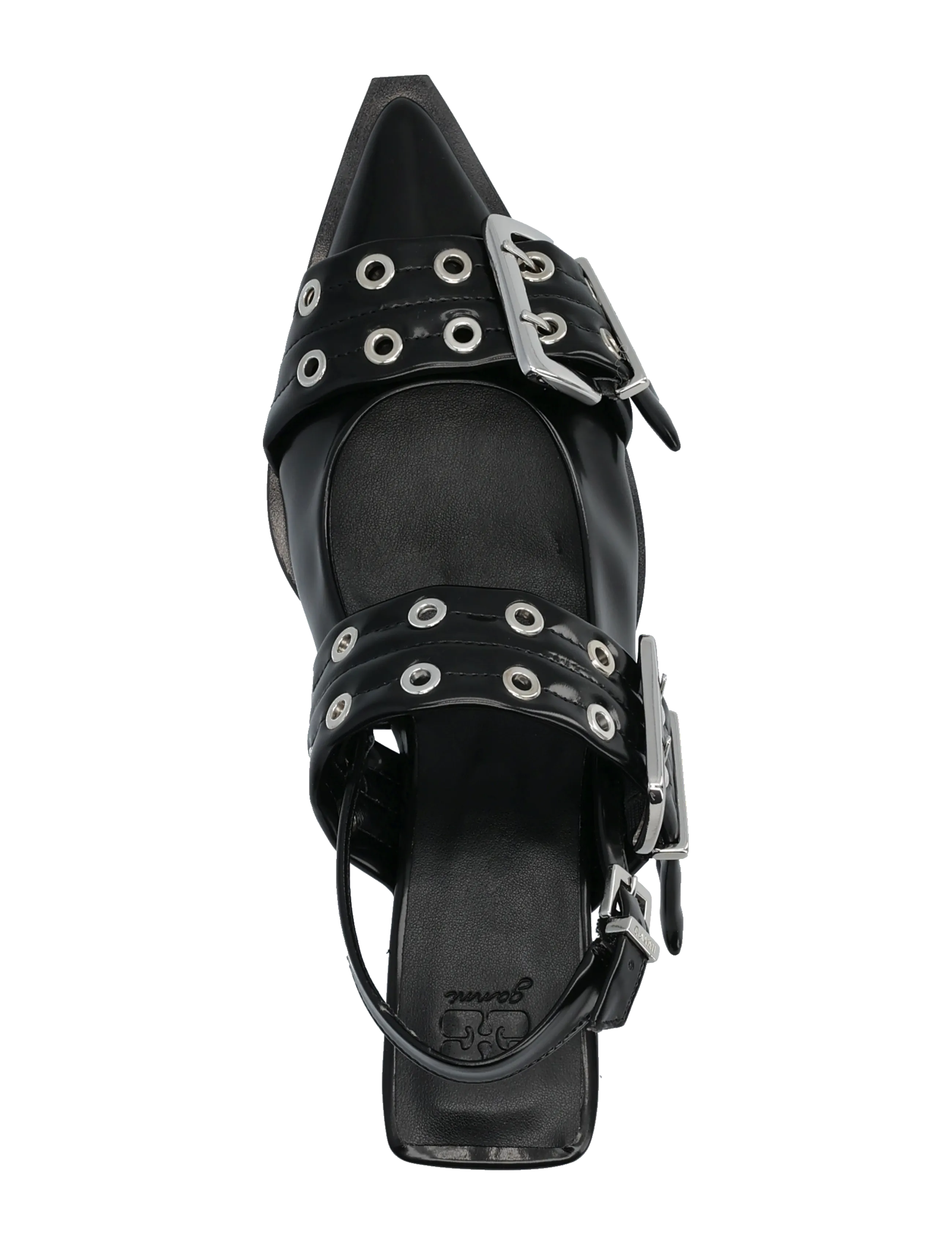 GANNI - Feminine Buckle Kitten Heel Box Oleatex - slingbacks med hæle - black - 3