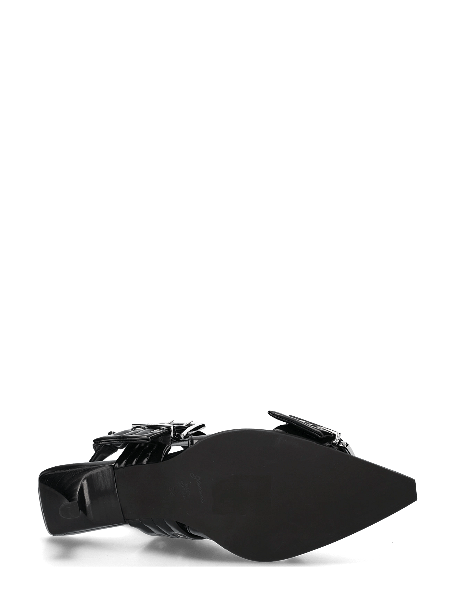 GANNI - Feminine Buckle Kitten Heel Box Oleatex - slingbacks mit absatz - black - 4