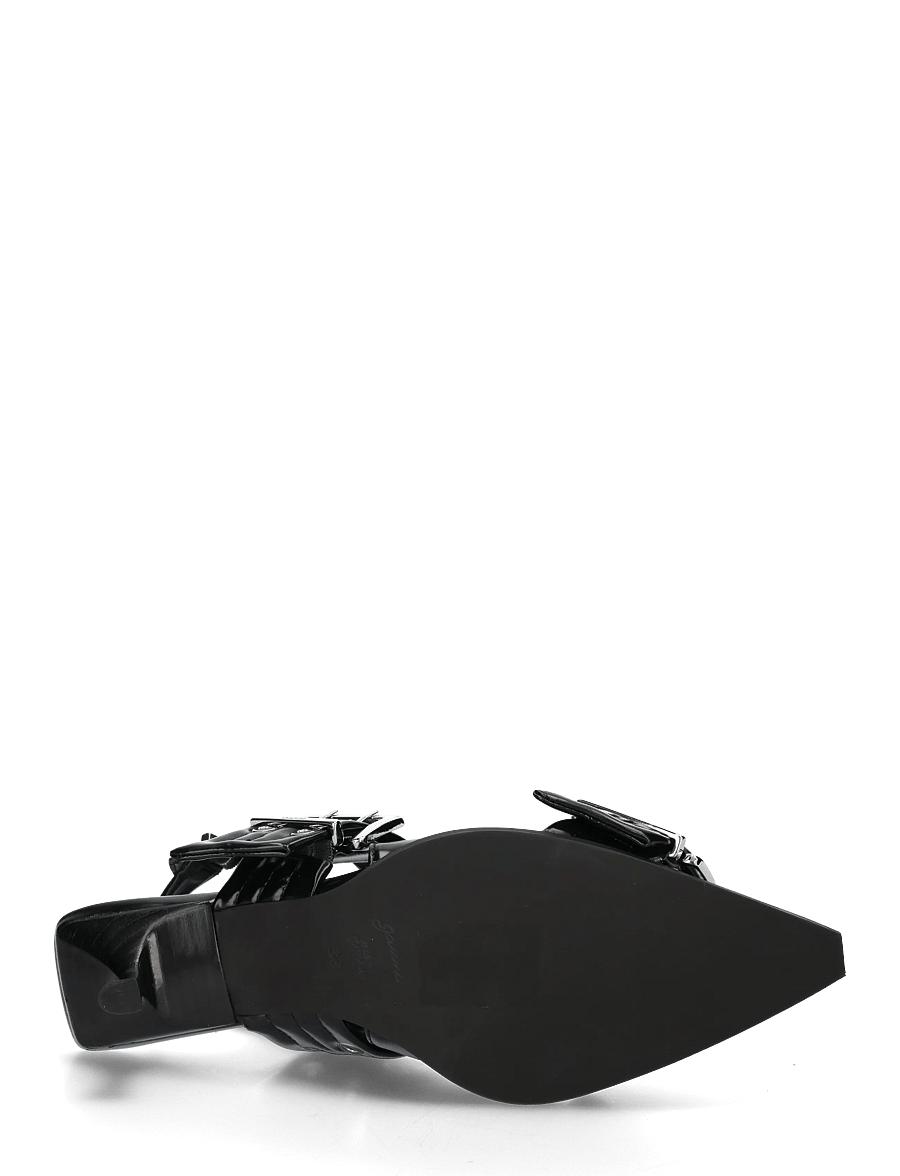 GANNI - Feminine Buckle Kitten Heel Box Oleatex - slingbacks med hæle - black - 4
