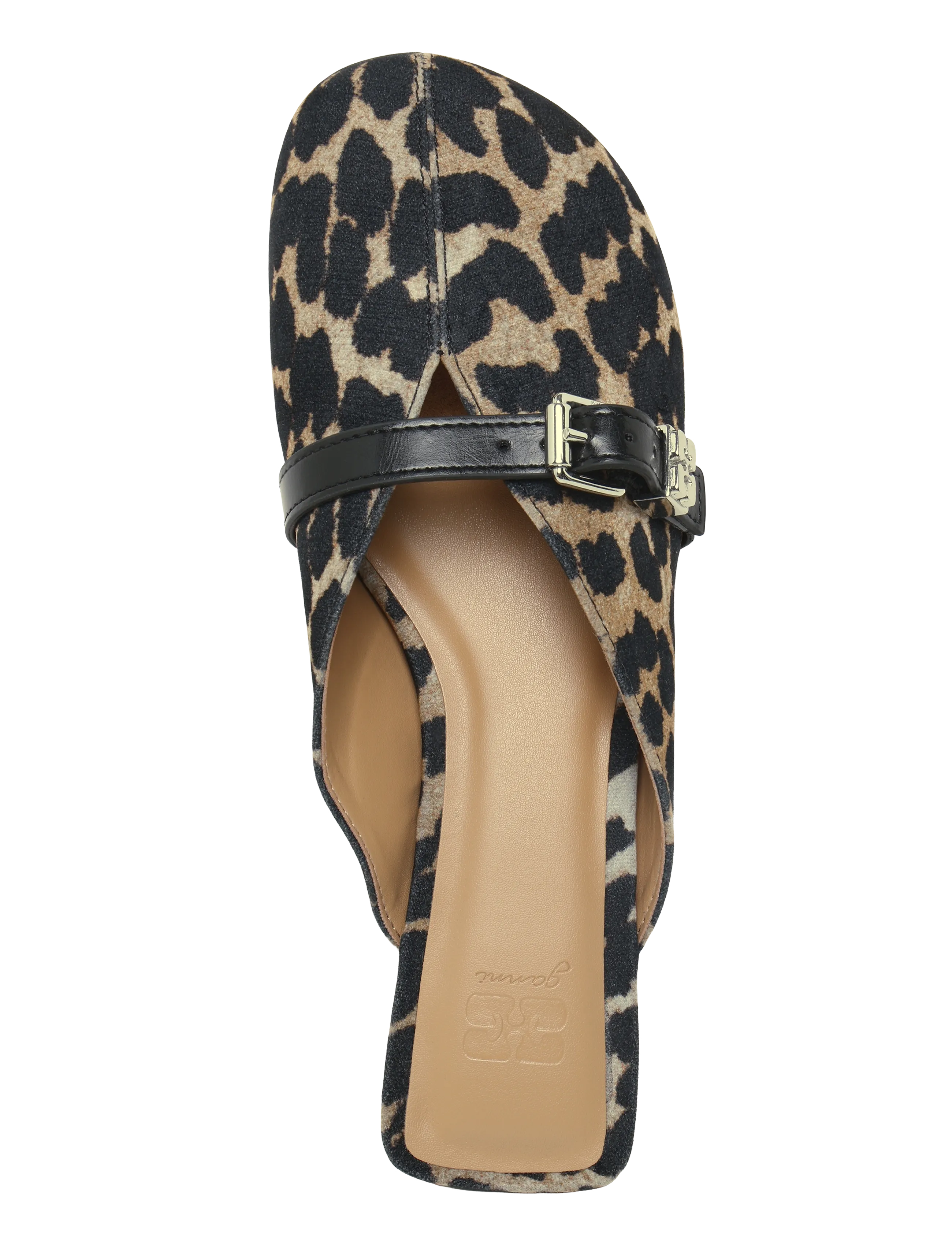 Sue Kitten Heel Mule Flocked Denim Leo 4