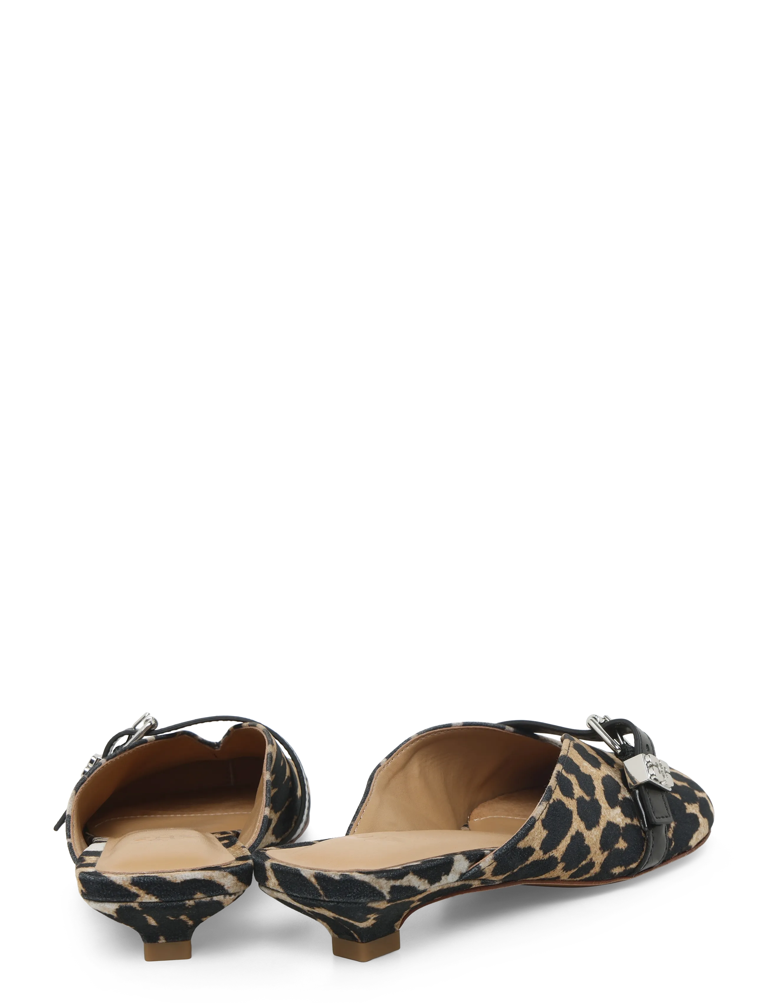 GANNI - Sue Kitten Heel Mule Flocked Denim Leo - almond milk - 4