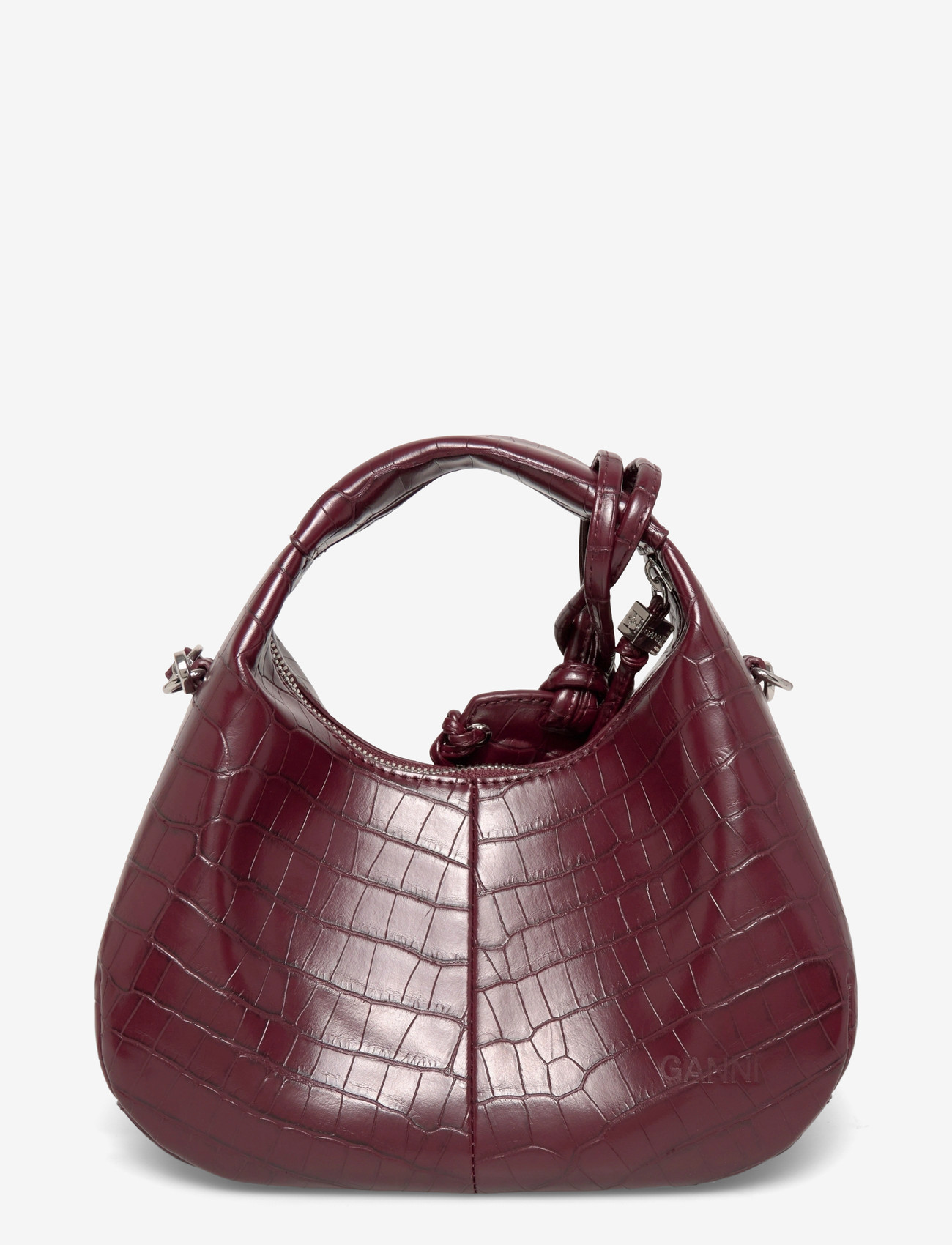 GANNI - Hobo Mini Croco - handtöskur - burgundy - 1