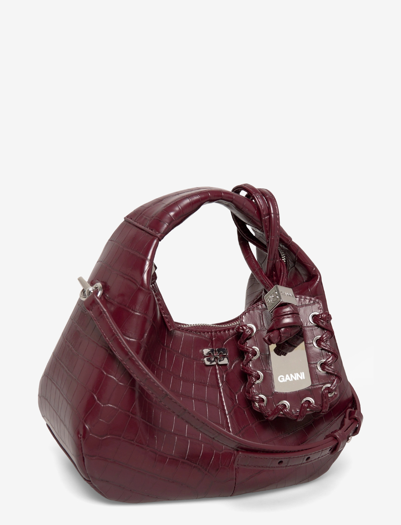GANNI - Hobo Mini Croco - handtöskur - burgundy - 2
