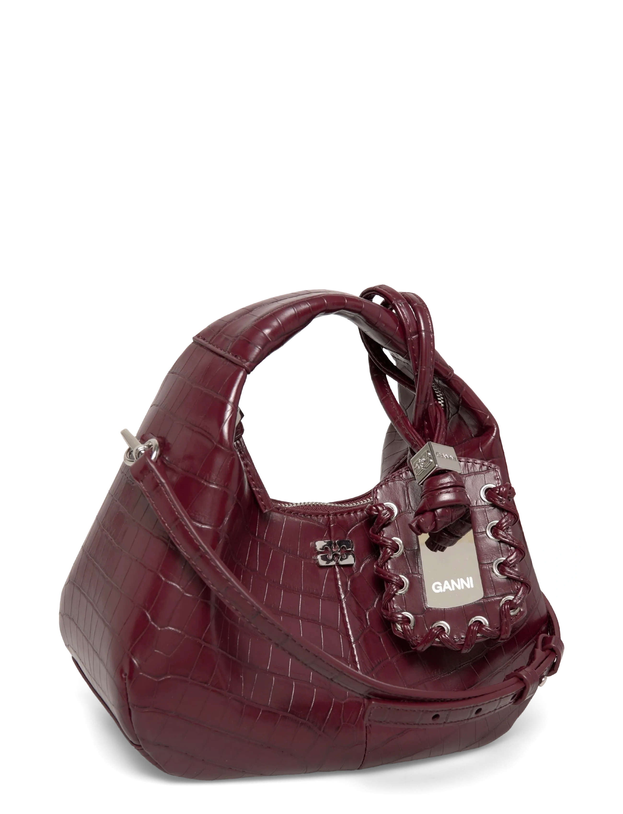 GANNI - Hobo Mini Croco - handtassen - burgundy - 2