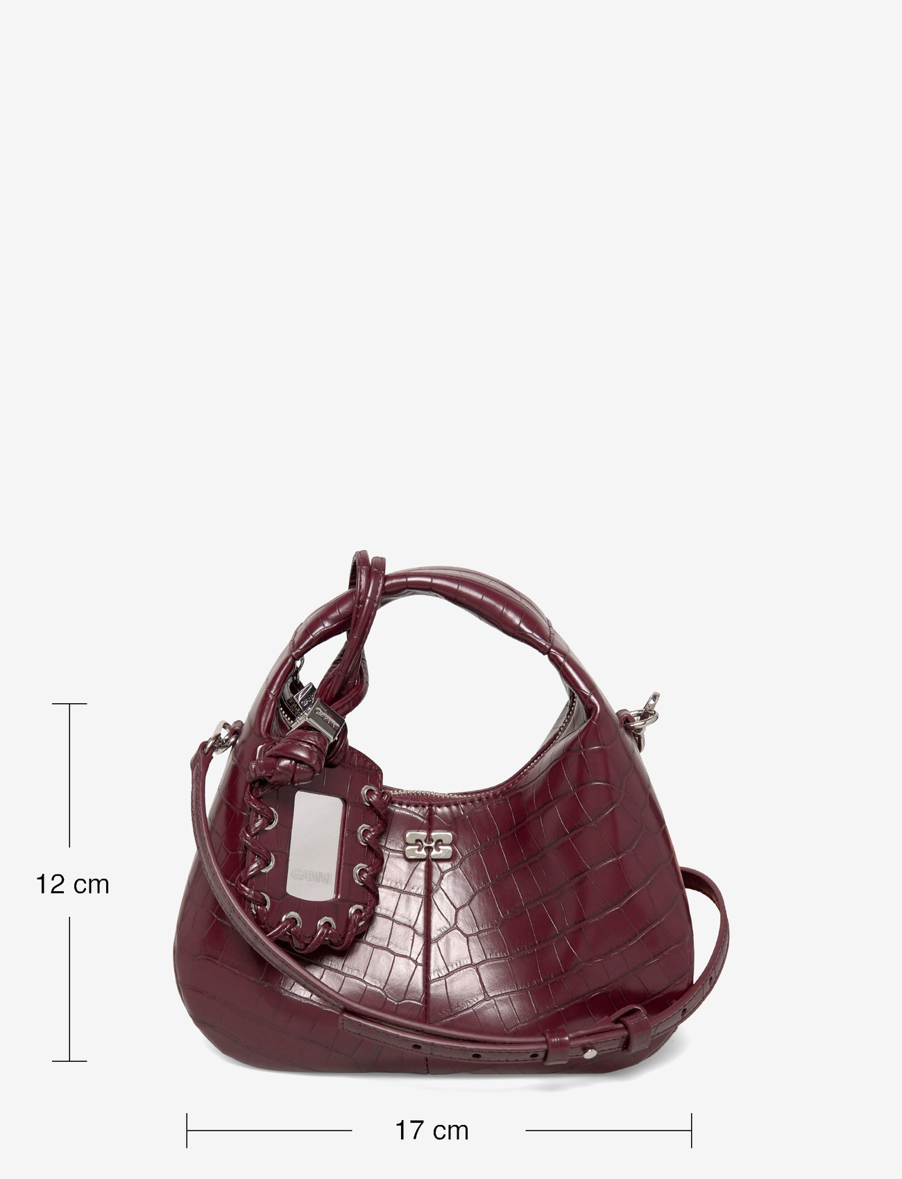 GANNI - Hobo Mini Croco - handtöskur - burgundy - 3