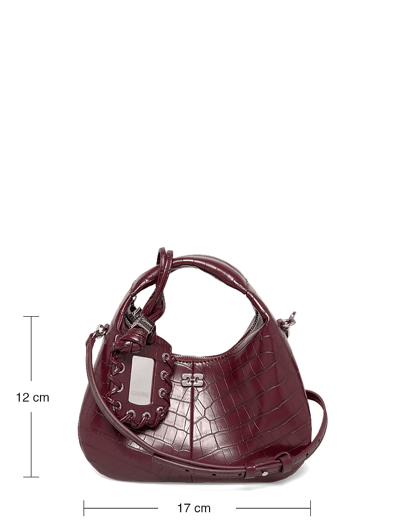GANNI - Hobo Mini Croco - håndtasker - burgundy - 3