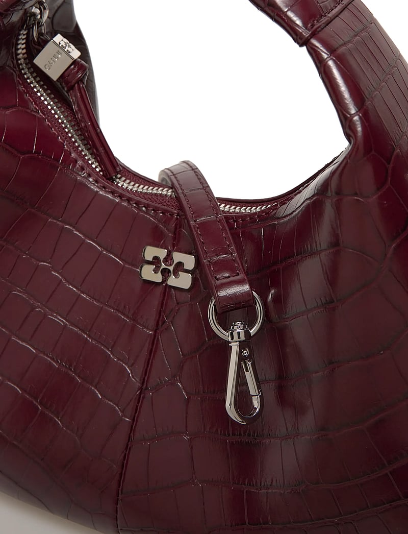 GANNI - Hobo Mini Croco - håndtasker - burgundy - 4