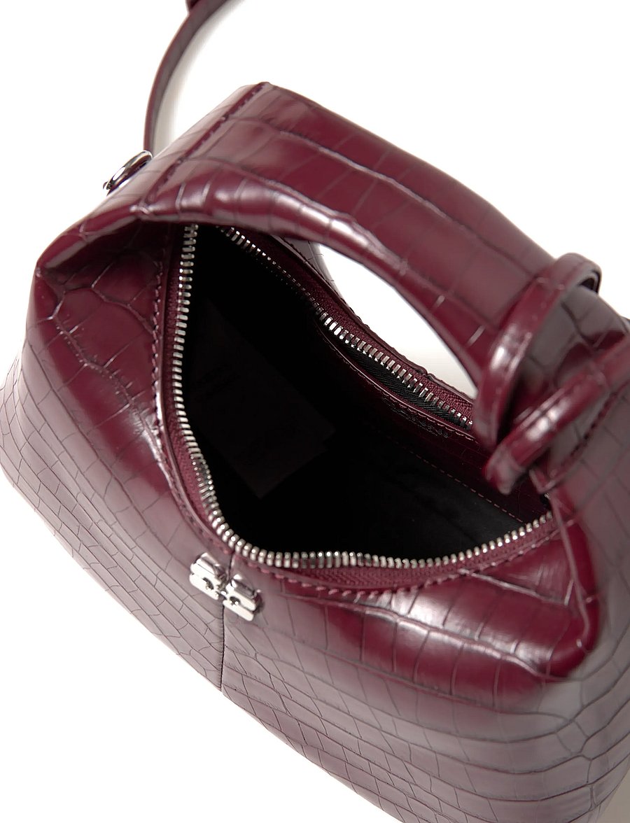 GANNI - Hobo Mini Croco - käsilaukut - burgundy - 5