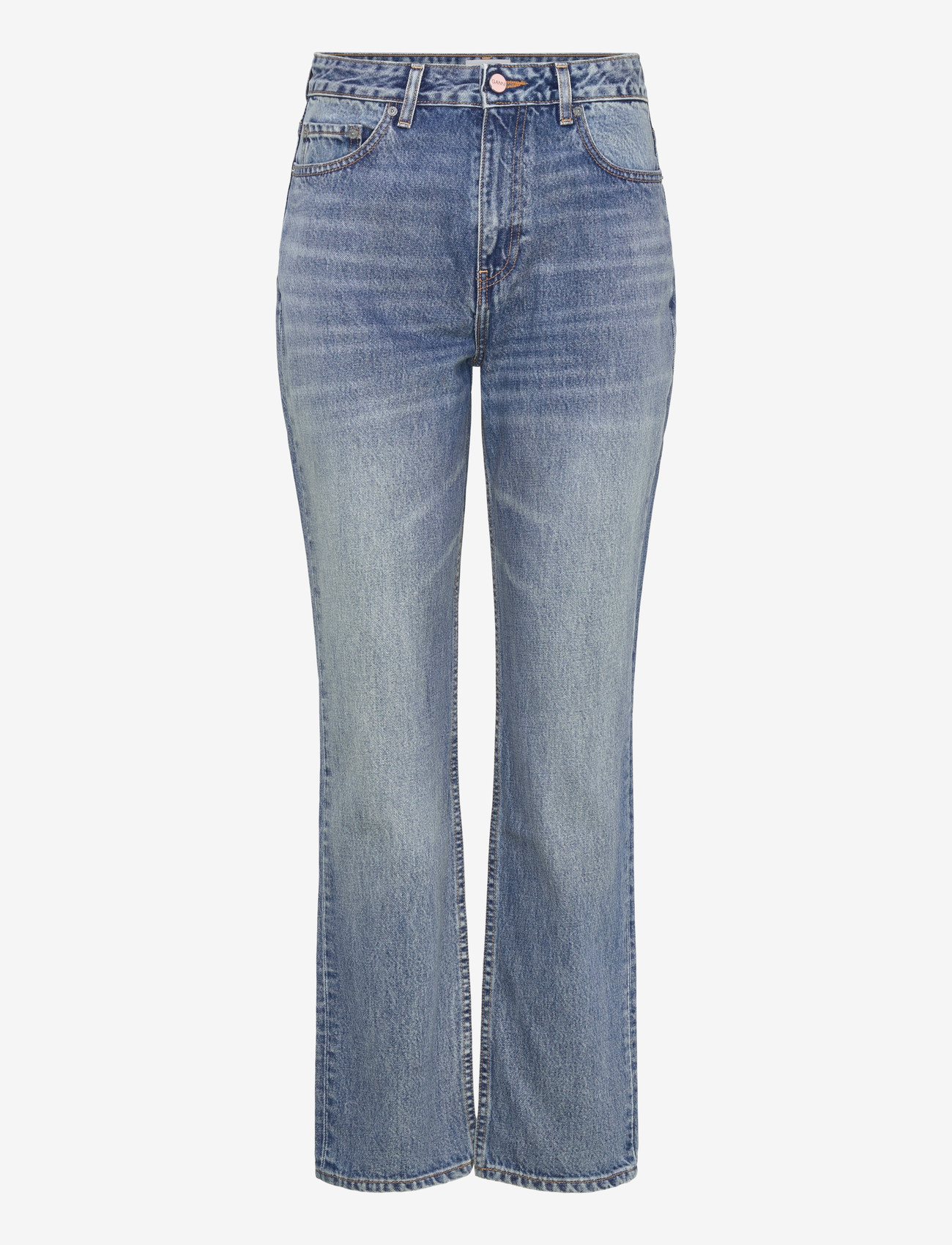 GANNI - SWIGY HIGH WAIST SLIM JEANS - mid blue vintage - 0